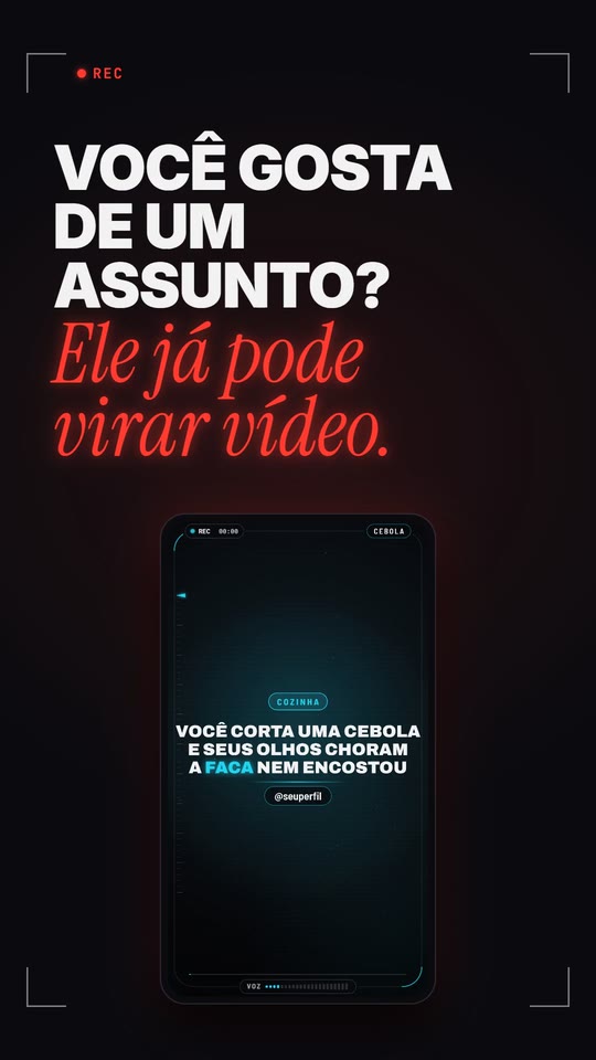 Primeira cena do vídeo do processo: Você gosta de um assunto? Ele já pode virar vídeo.